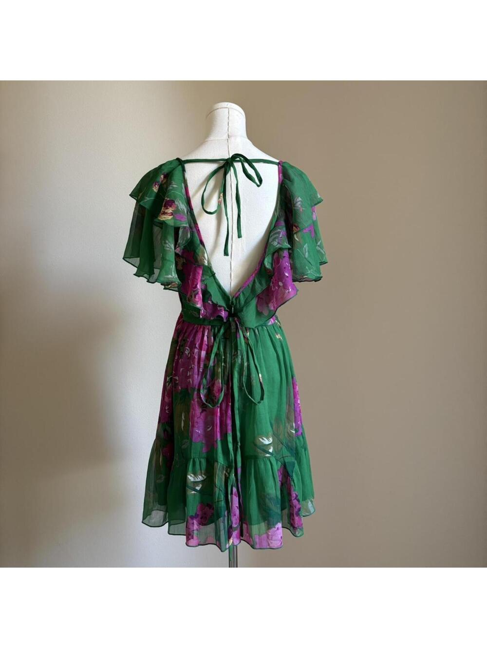 asos dreamy sheer green floral dress - Picture 5 of 8